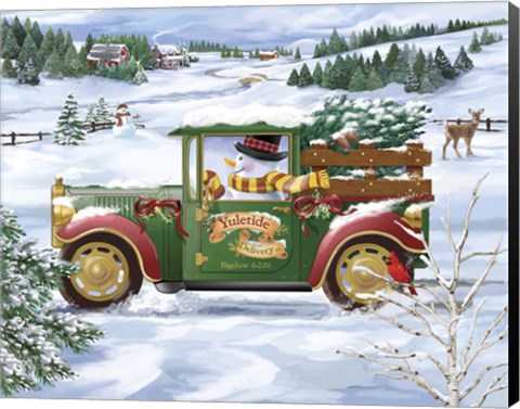 Framed Snowman Delivery Print