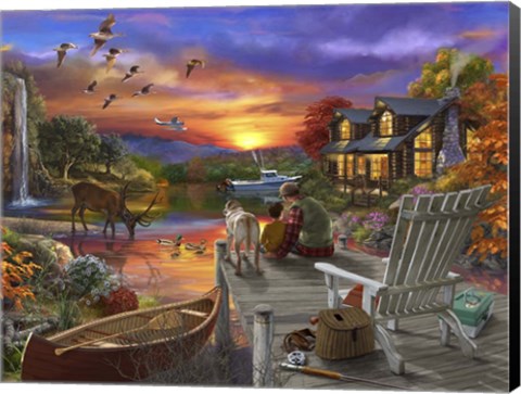 Framed Sunset Cabin Print