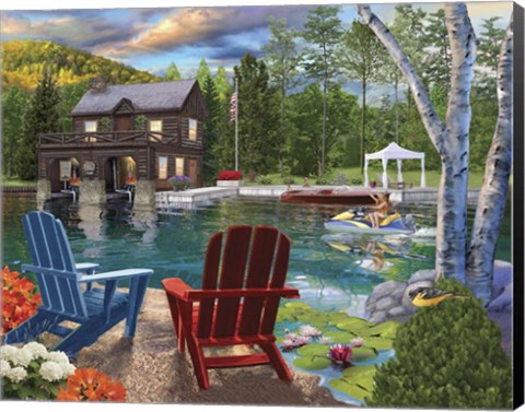 Framed Summer at the Boathouse Print