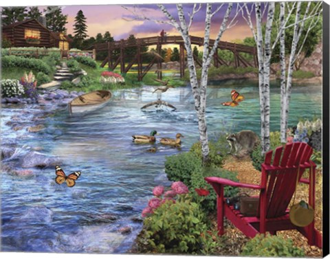 Framed Bridge Fishing Print