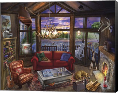 Framed Evening In The Cabin Print