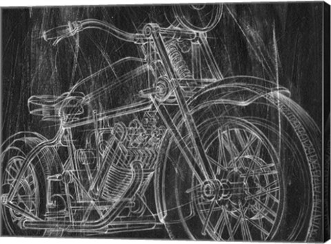 Framed Motorcycle Mechanical Sketch I Print