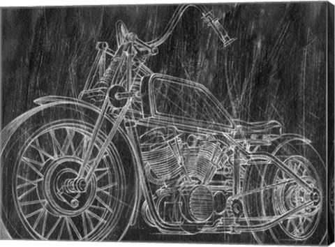 Framed Motorcycle Mechanical Sketch II Print