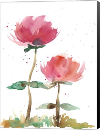 Framed Pink Fleurs I Print