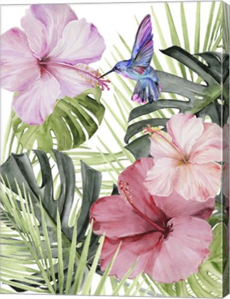 Framed Hibiscus &amp; Hummingbird I Print