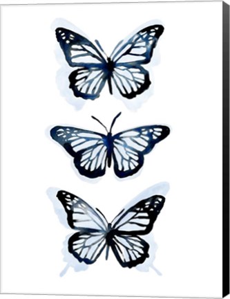 Framed Blue Butterfly Trio I Print