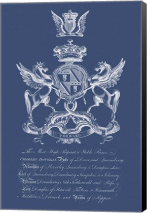 Framed Heraldry on Navy IV Print