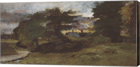 Framed Landscape with Cottages Print