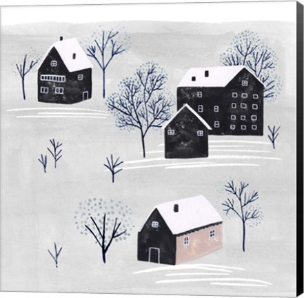 Framed Snowy Village II Print