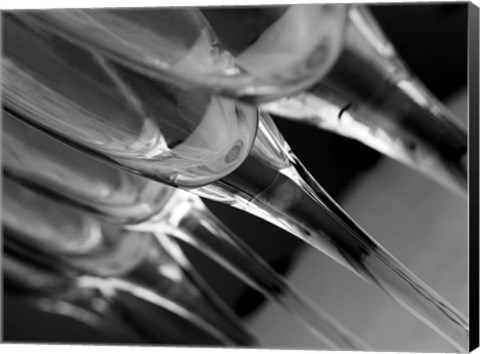 Framed Champagne Flutes In A Row 2 Print