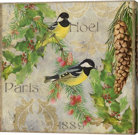 Framed Christmas Birds I Print