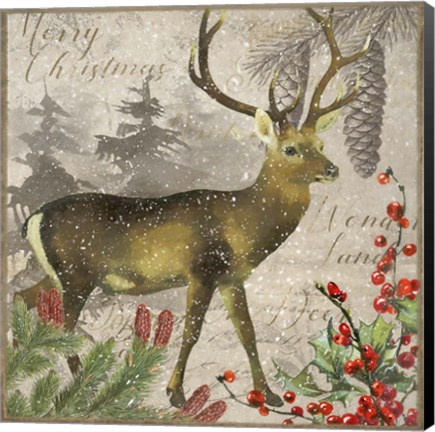 Framed Christmas Deer I Print
