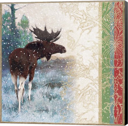 Framed Snow White Christmas Moose Print