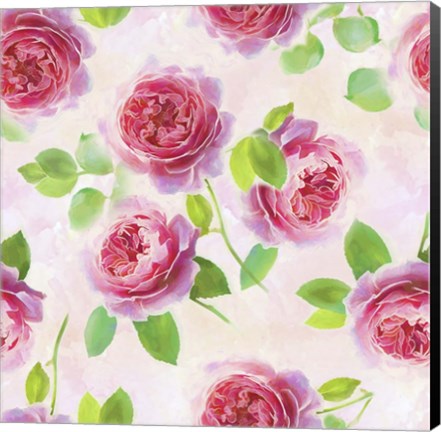 Framed Tossed Pink Roses Print