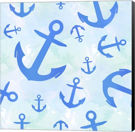 Framed Blue Anchors Print