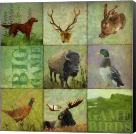 Framed Big Game and Game Birds Print