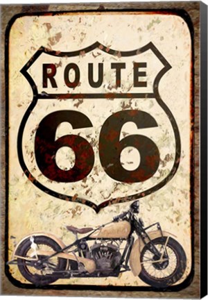 Framed Route 66 Sign With Indian Scout Print