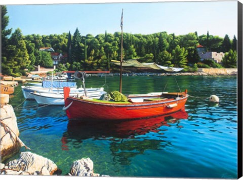 Framed Red Boat Print
