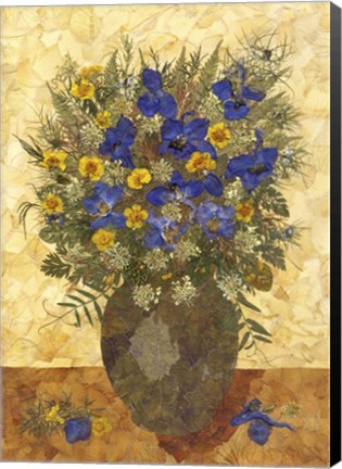 Framed Bouquet In A Green Vase Print