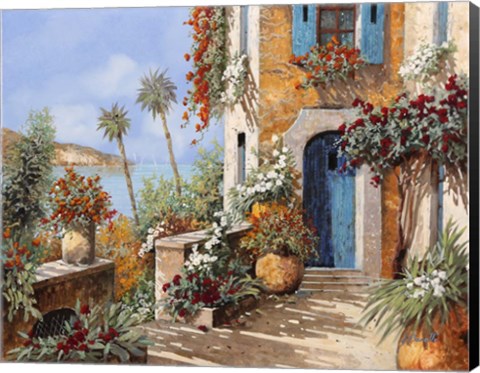 Framed Le Palme e la Porta Blu Print