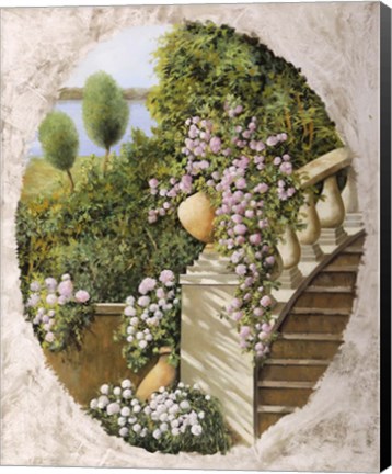 Framed Cascata di Fiori Rosa Print