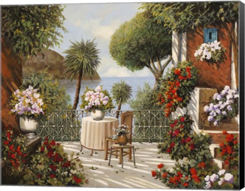 Framed Sedia Terrazza e Sgabello Print