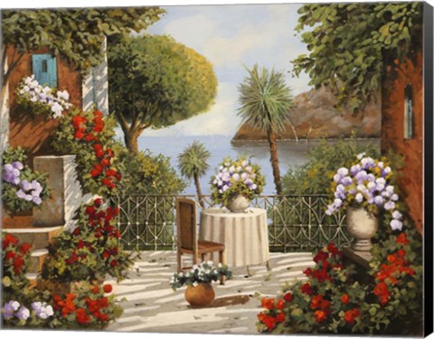 Framed Terrazza Sedia e Vaso a Specchio Print