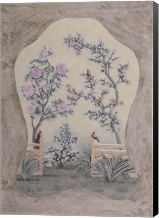 Framed Decorazione Con Uccelletti Sugli Alberi Print