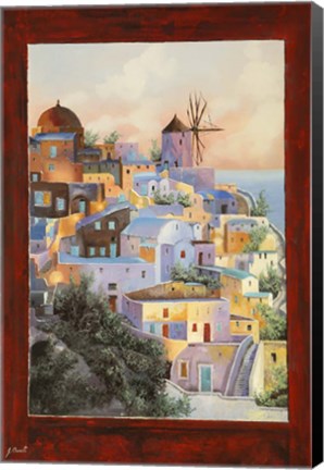 Framed Dalla Finestra Il Mulino A Santorini Print