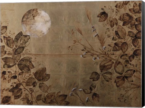 Framed Pannello Dorato Con Foglie Print