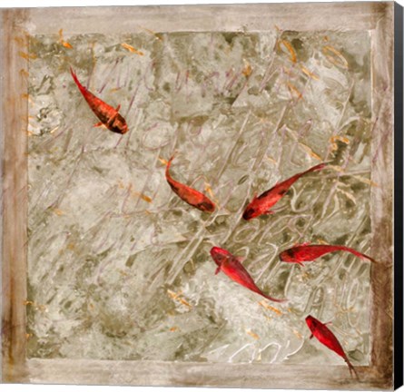 Framed Sei Pesci Rossi-Oro Print