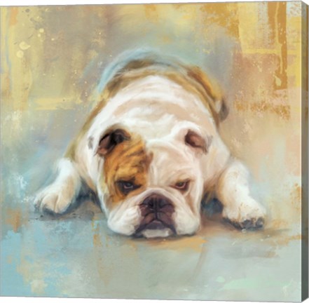 Framed Bulldog With The Blues Print