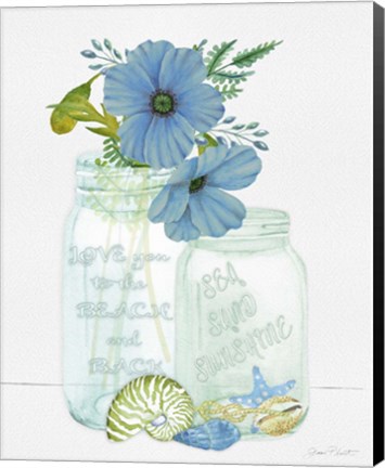 Framed Beachy Mason Jars Print