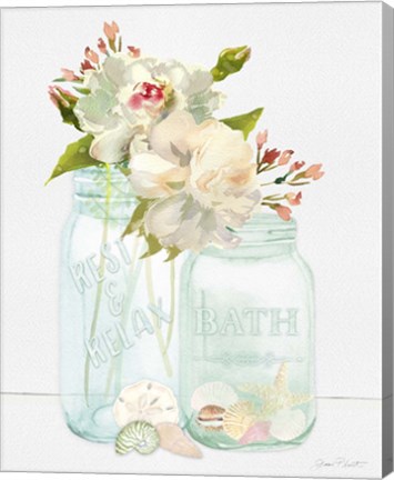 Framed Bath Time Mason Jars Print