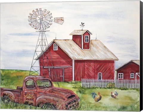 Framed Rural Red Barn A Print