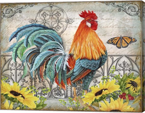 Framed Ironwork Rooster B Print