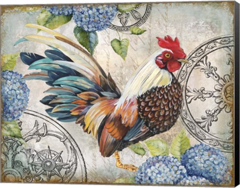 Framed Ironwork Rooster C Print