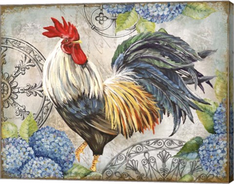 Framed Ironwork Rooster D Print
