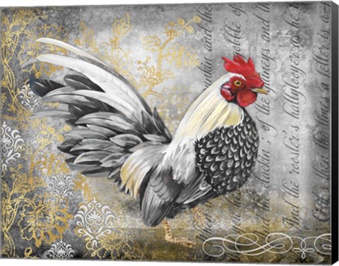 Framed Gold Lace Rooster A Print