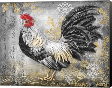 Framed Gold Lace Rooster B Print