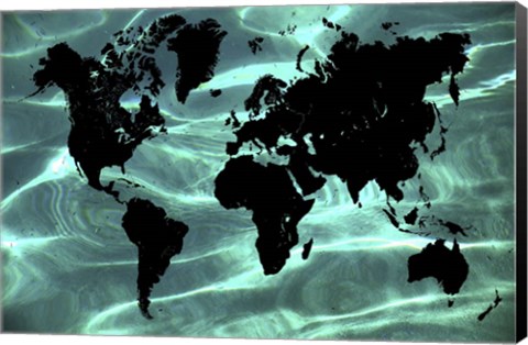 Framed Pure Ocean World Map 1 Print