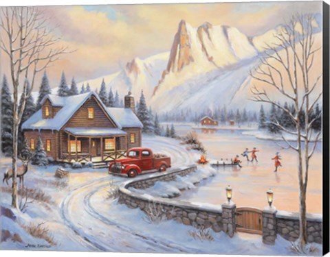 Framed Skating in the Rockies Print