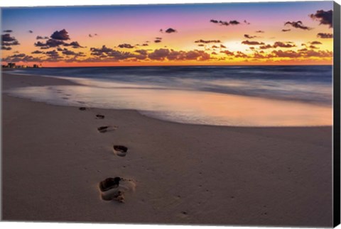Framed Footsteps At Sunrise Print