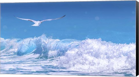 Framed Gull In The Waves Print