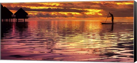 Framed Paddling Into The Sunset Print