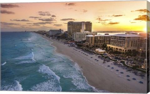 Framed Sunset On Cancun Print