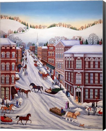 Framed Shopping In Town Print