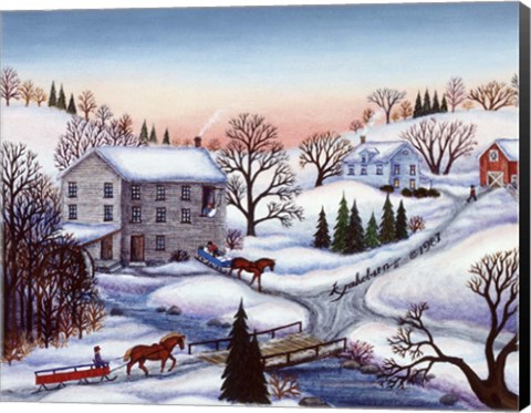 Framed Winter Mill Print