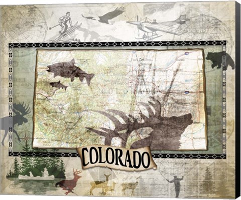 Framed Vintage State Colorado Print