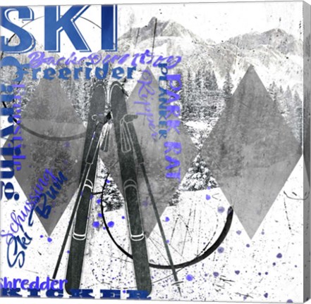 Framed Extreme Skier Word Collage Print